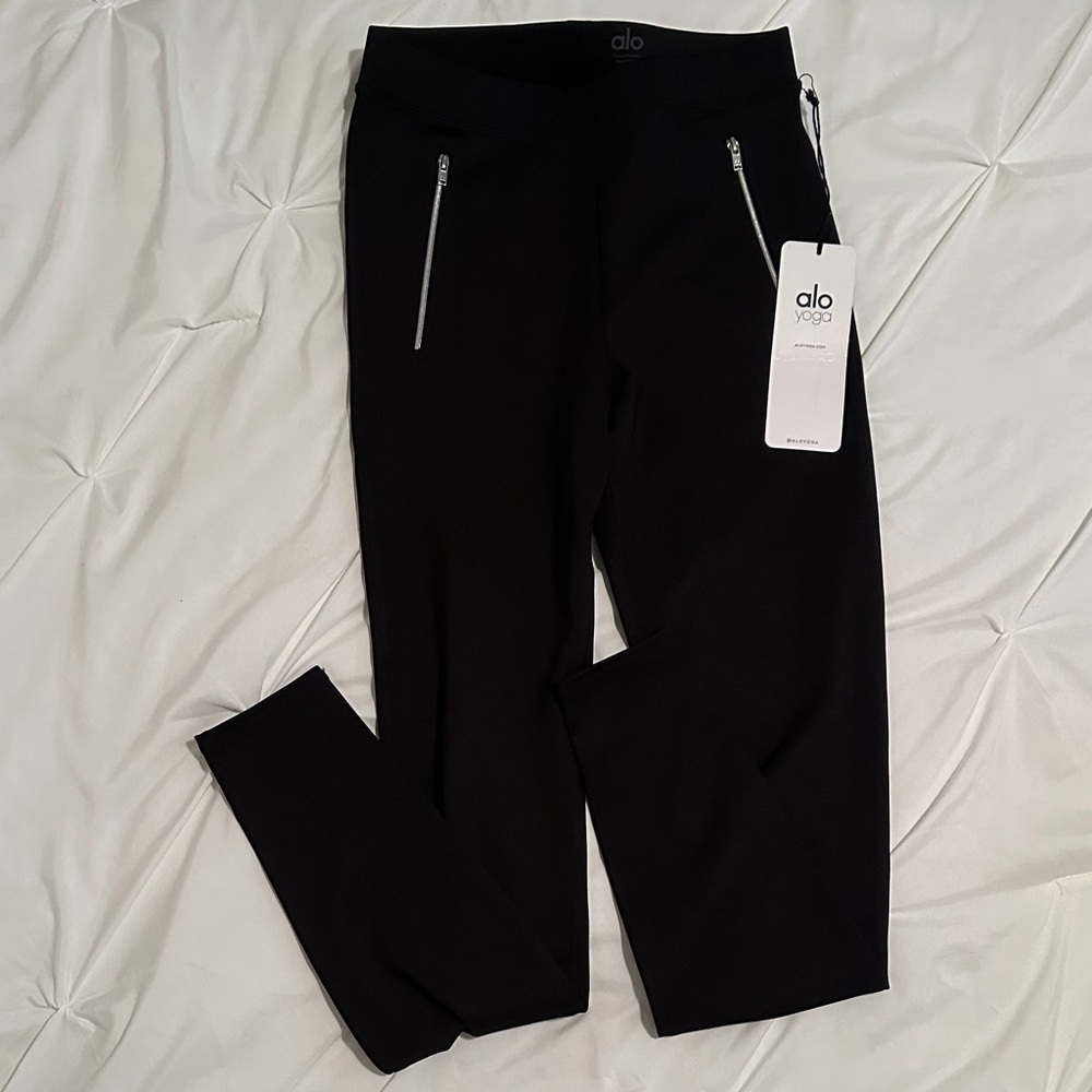ALO Yoga Woman’s Black Zipper Leggings
